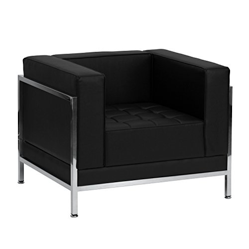 Flash Furniture Zeitgenössischer Stuhl aus schwarzem Le...