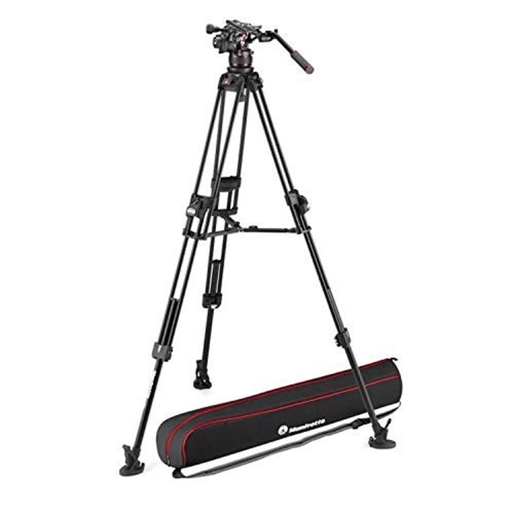 Manfrotto Nitrotech 612 Fluid Video Head with Aluminium 645 Fast Twin Video Tripod, Professional Kit with Tripod Head and Camera Stand, for DSLR, Digital Camera, Camcorder, Videographer, Payload 18kg