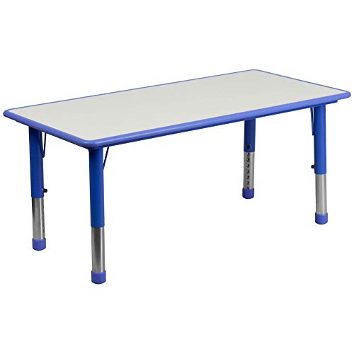 Flash Furniture 23.625''W x 47.25''L Rechteckiger blauer Kunststoff Höhenverstellbarer Aktivitätstisch mit grauer Platte