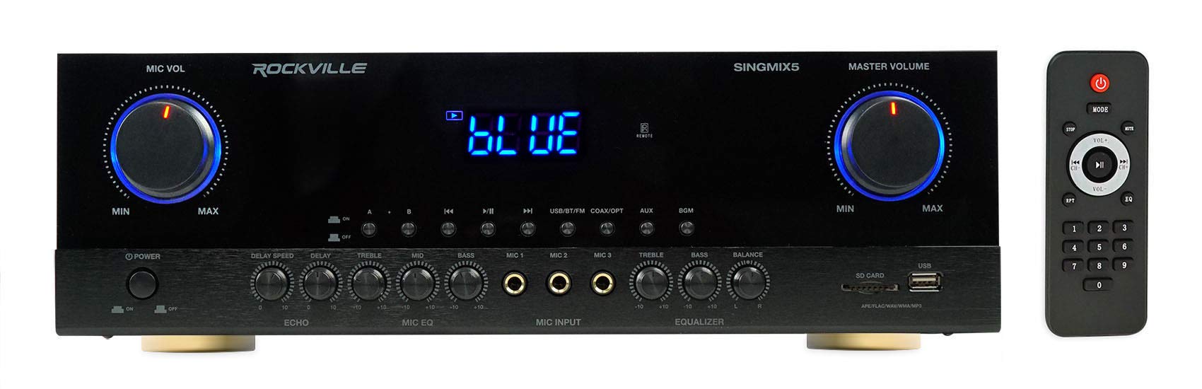 Rockville SingMix 45 1000-W-Karaoke-Mischverstärker mit Bluetooth/USB/Echo