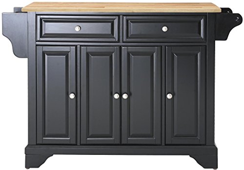 Crosley Furniture Lafayette Kücheninsel mit Naturholzplatte – Schwarz