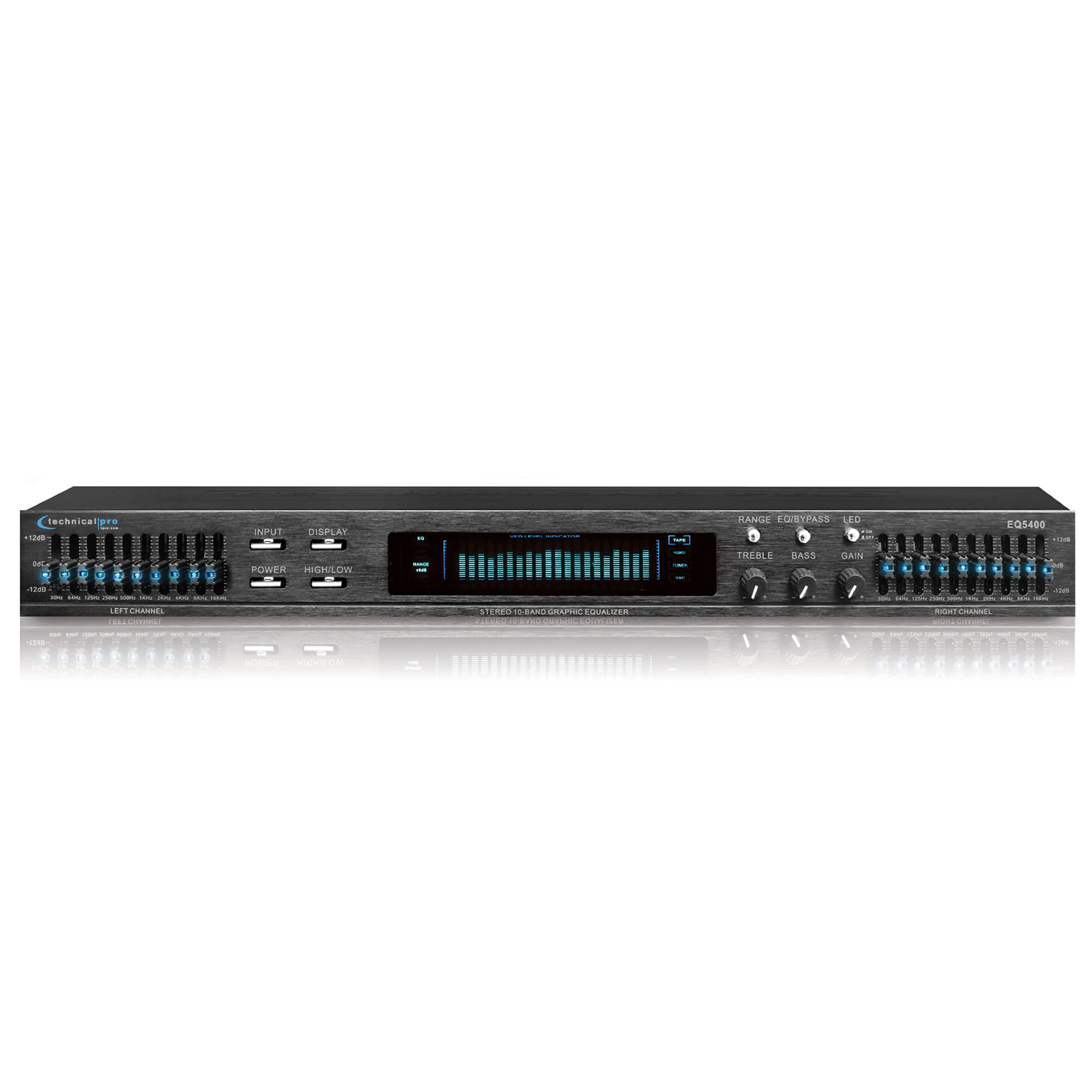 Technical Pro Professioneller Dual-10-Band-Stereo-Equalizer mit individuellen LED-Anzeigen