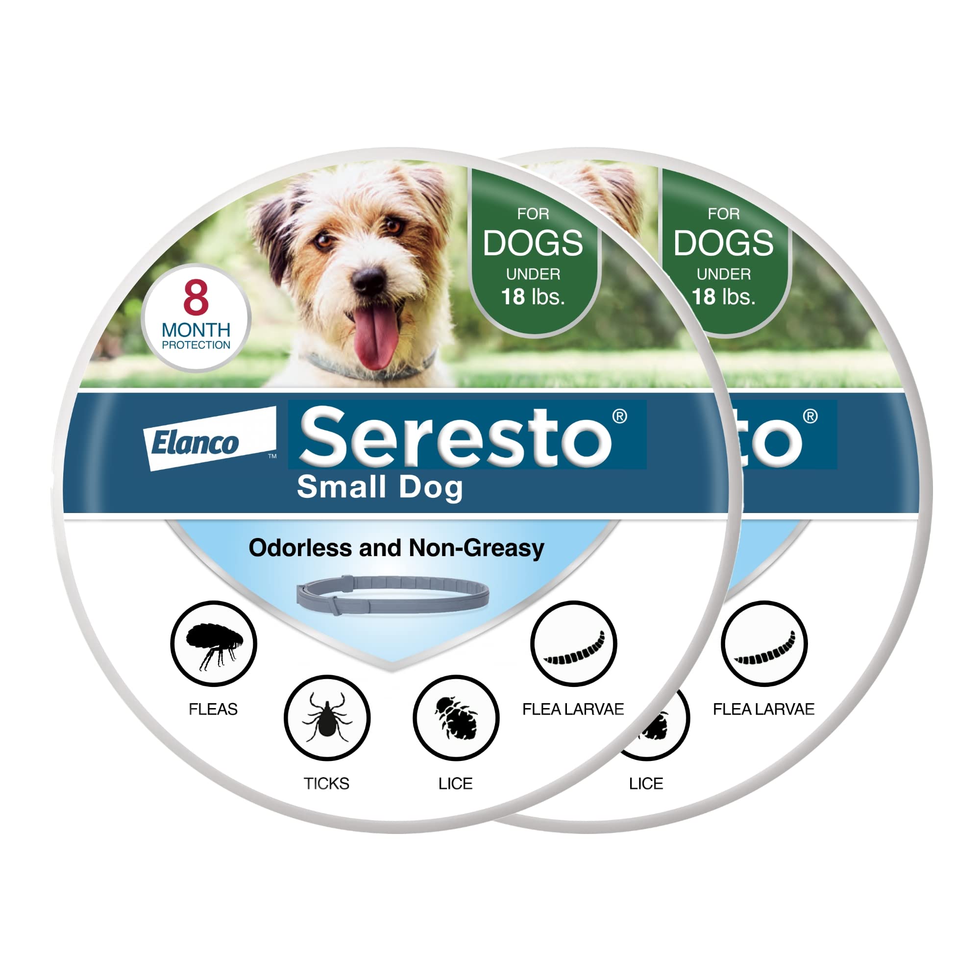 Seresto Vom Tierarzt für kleine Hunde empfohlenes Halsband zur Behandlung und Vorbeugung von Flöhen und Zecken für Hunde unter 18 Pfund. | 2er-Pack