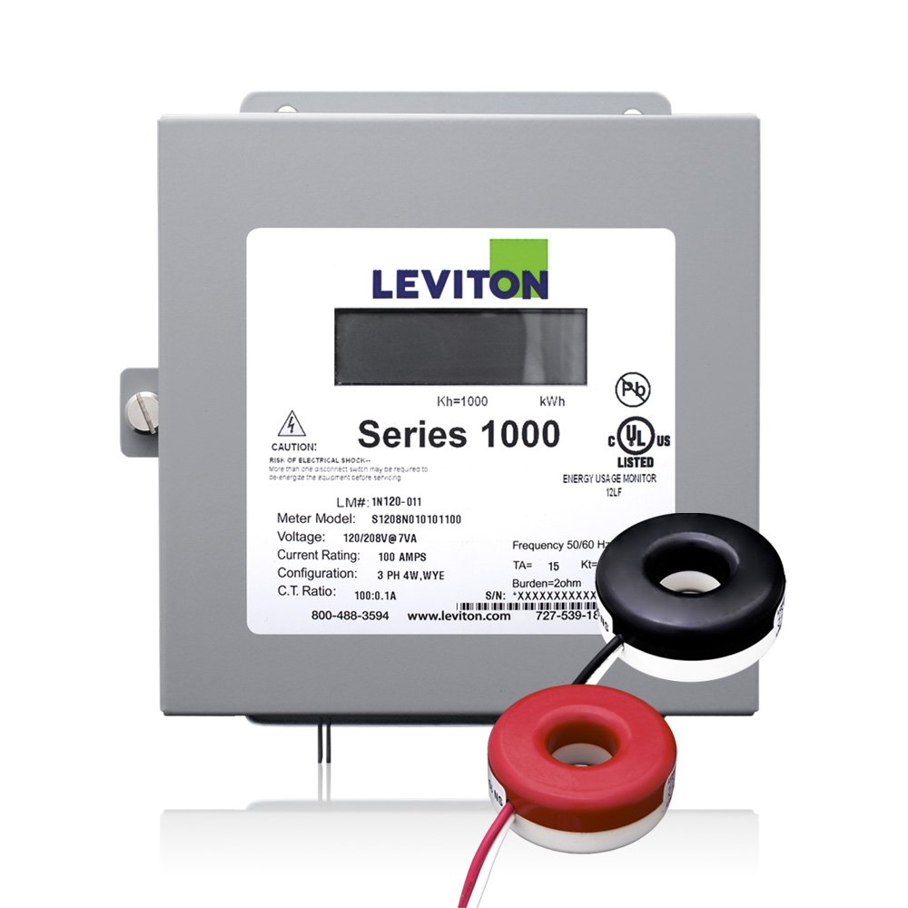 Leviton 1K240-1SW Serie 1000 120/240 V 100 A 1P3W Indoor-Kit mit 2 Solid-Core-Stromwandlern