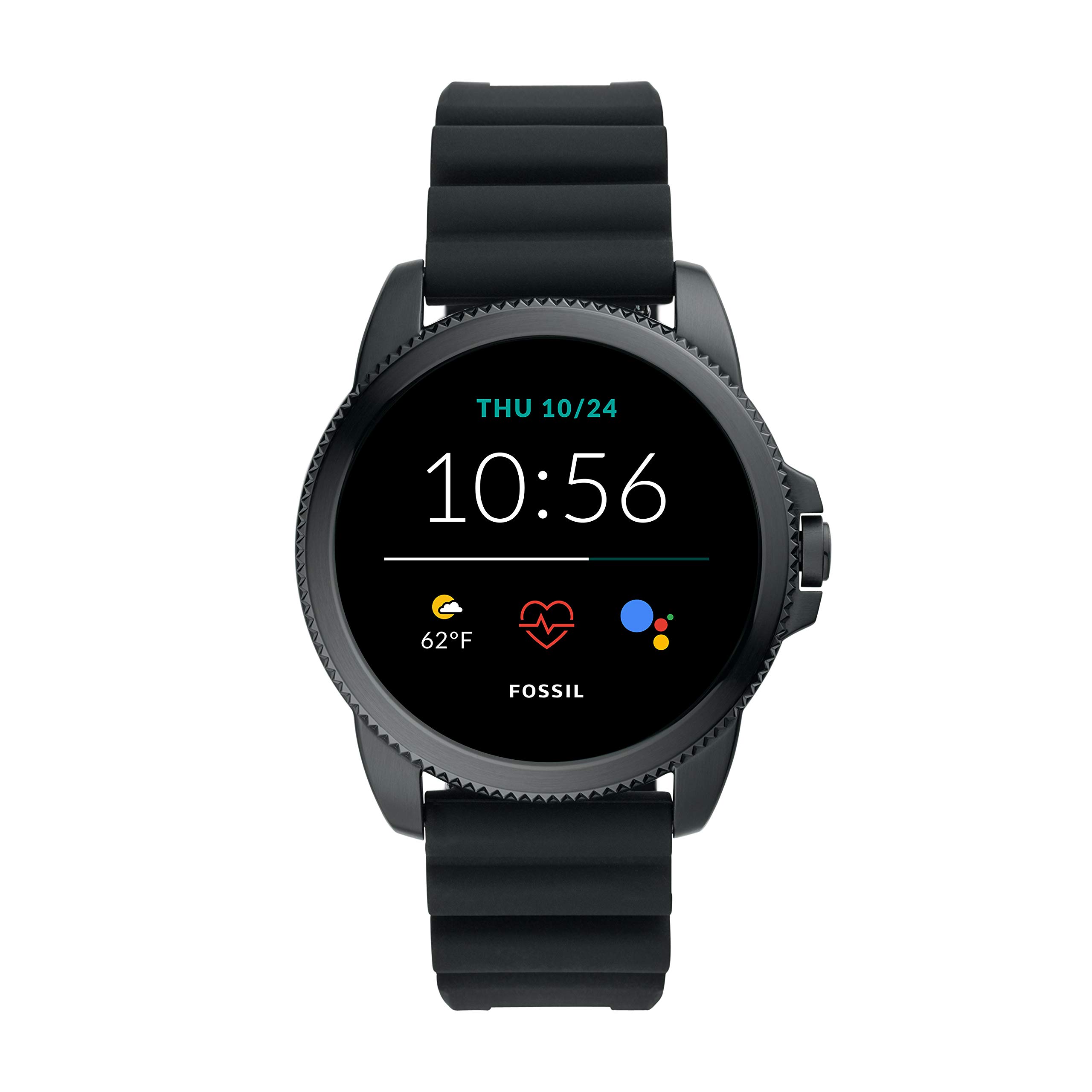 Fossil 44 mm Gen 5E Touchscreen-Smartwatch aus Edelstahl und Silikon mit Herzfrequenzmessung