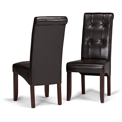 SIMPLIHOME Cosmopolitan Contemporary Deluxe Tufted Parson Chair (2er-Set) aus braunem Kunstleder von Tanners