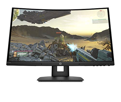 HP X24c Gaming-Monitor | 1500R gebogener Gaming-Monitor in FHD-Auflösung mit 144 Hz Bildwiederholfrequenz und AMD FreeSync Premium | (9EK40AA) Schwarz