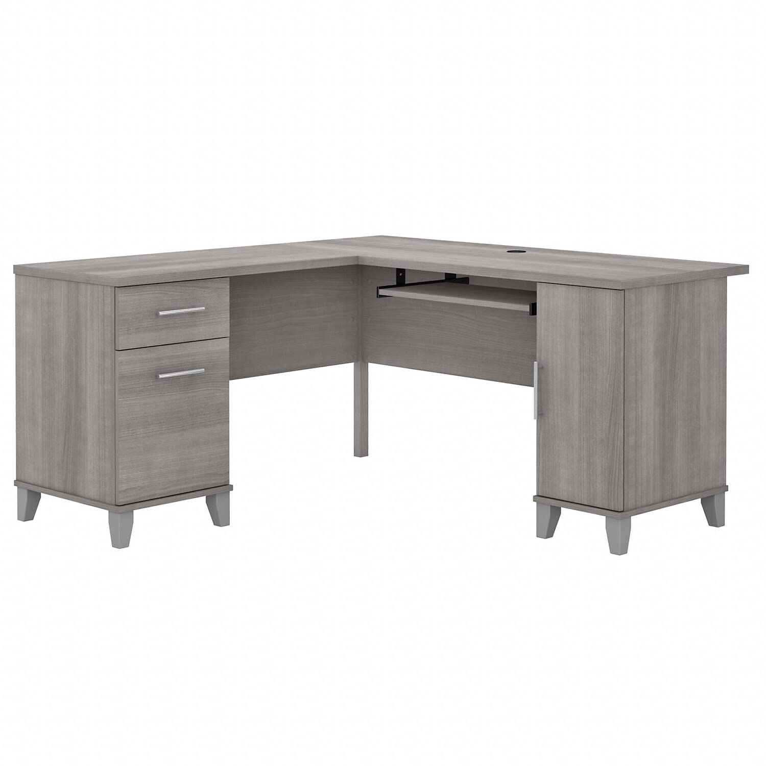 Bush Furniture Somerset 60W L-förmiger Schreibtisch mit Stauraum in Platingrau