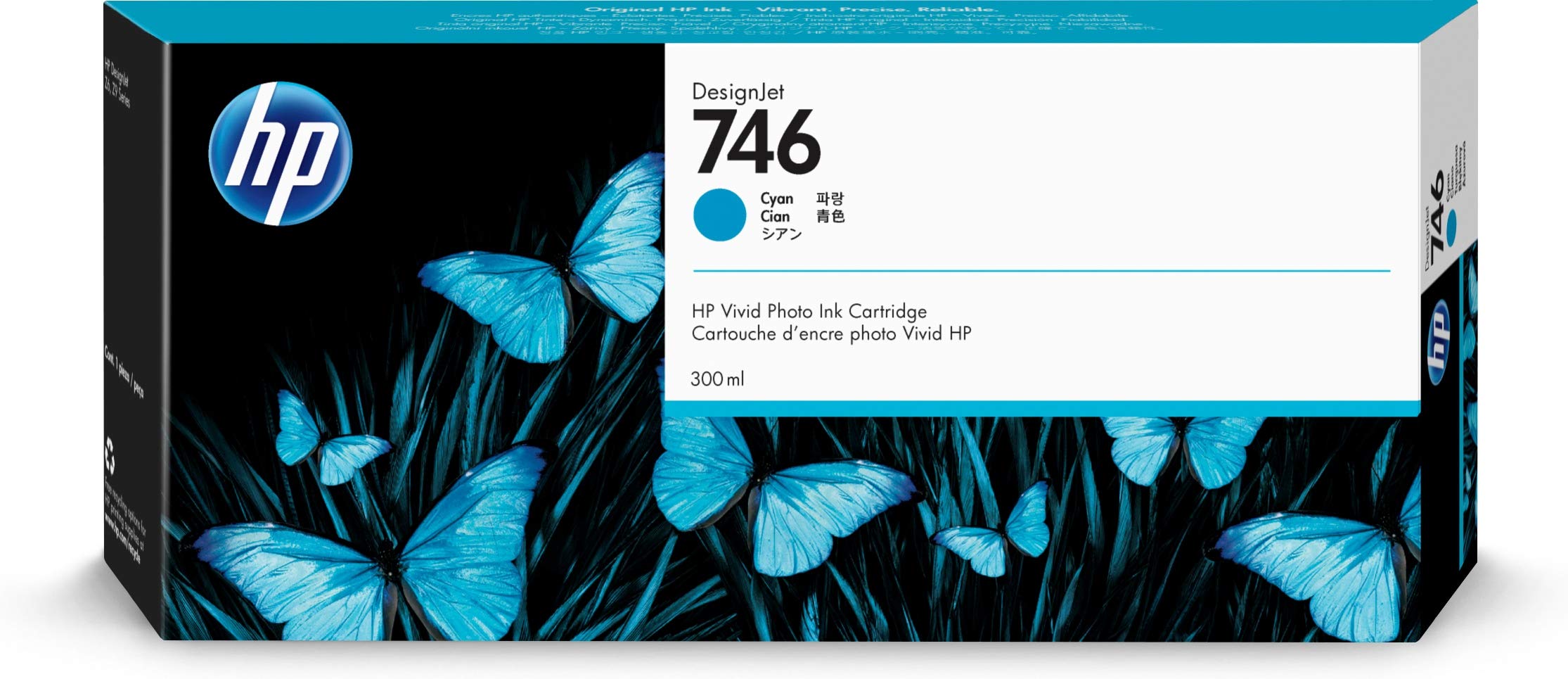 HP 746 Cyan 300 ml Original-Tintenpatrone (P2V80A) für DesignJet Z6 und Z9+ Großformatdrucker