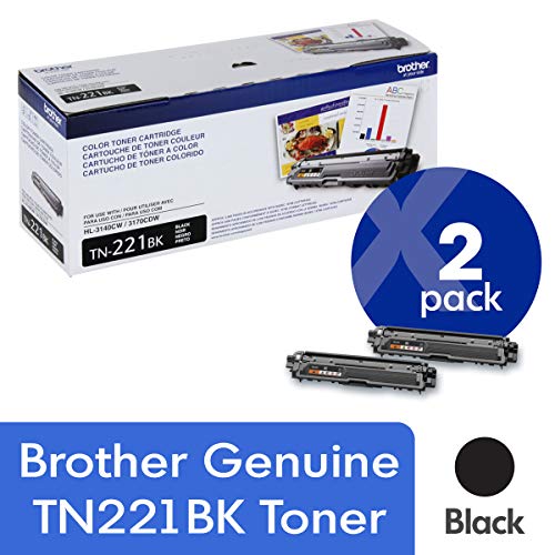 Brother Original TN221BK 2er-Pack schwarze Tonerkartusche mit Standardergiebigkeit und ca. 2.500 Seiten Ergiebigkeit pro Kartusche