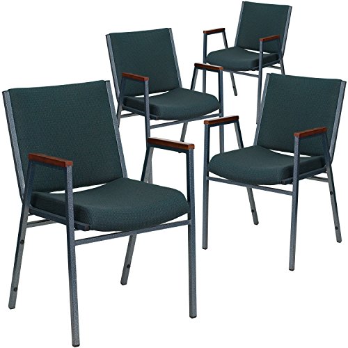 Flash Furniture 4 Pk. HERCULES Serie Heavy Duty Green Patterned Fabric Stack Chair mit Armlehnen
