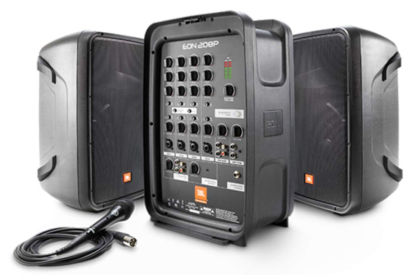 JBL Professional EON208P Tragbares All-in-One-2-Wege-PA-System mit 8-Kanal-Mixer und Bluetooth