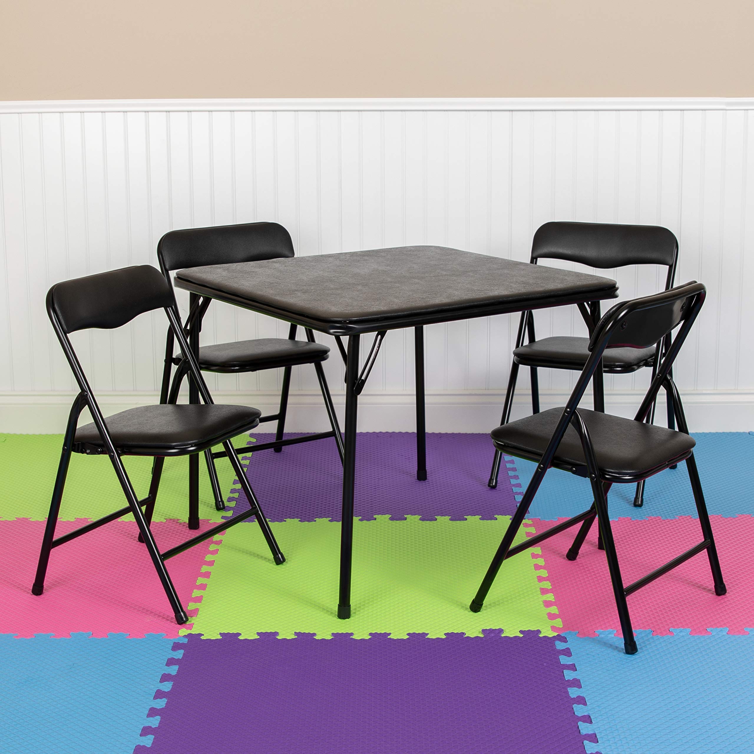 Flash Furniture Schwarzes 5-teiliges Klapptisch- und Stuhlset für Kinder