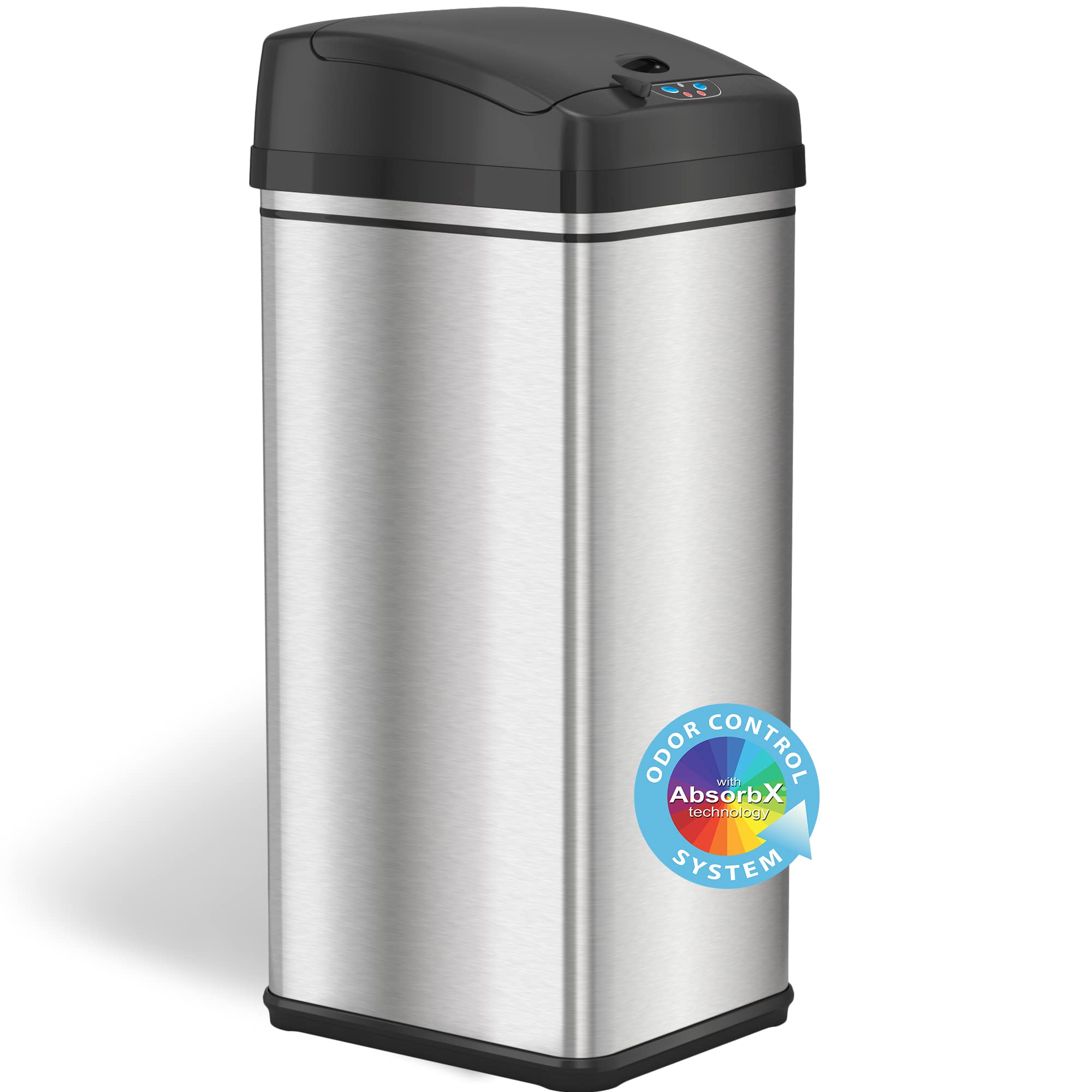 iTouchless Automatischer 13-Gallonen-Edelstahl-Mülleimer mit geruchsabsorbierendem Filter und Deckelverriegelung