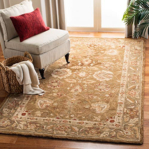 Safavieh Anatolia Collection AN512F Handgefertigter traditioneller orientalischer Teppich aus brauner und grüner Premium-Wolle (9'6 'x 13'6')