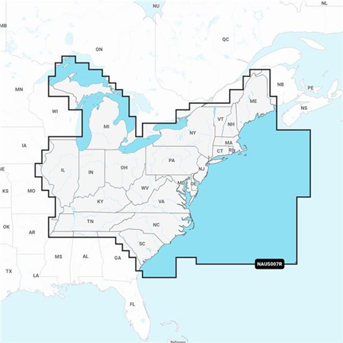 Navionics Regionen im Osten der USA (NAUS007R) – Meeres- und Seekarten mit vorinstalliertem Micro-SD-Format (010-C1370-30)