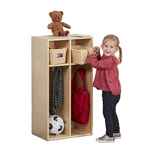 ECR4Kids Stromlinienförmiger Garderobenschrank für Kinder oder Kleinkinder aus Birkenholz mit oder ohne Sitzbank