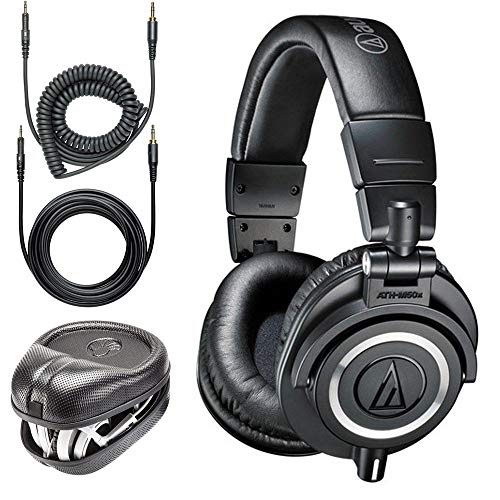 audio-technica Professionelle Monitor-Kopfhörer ATH-M50x + Slappa HardBody PRO-Kopfhörerhülle in voller Größe (SL-HP-07)
