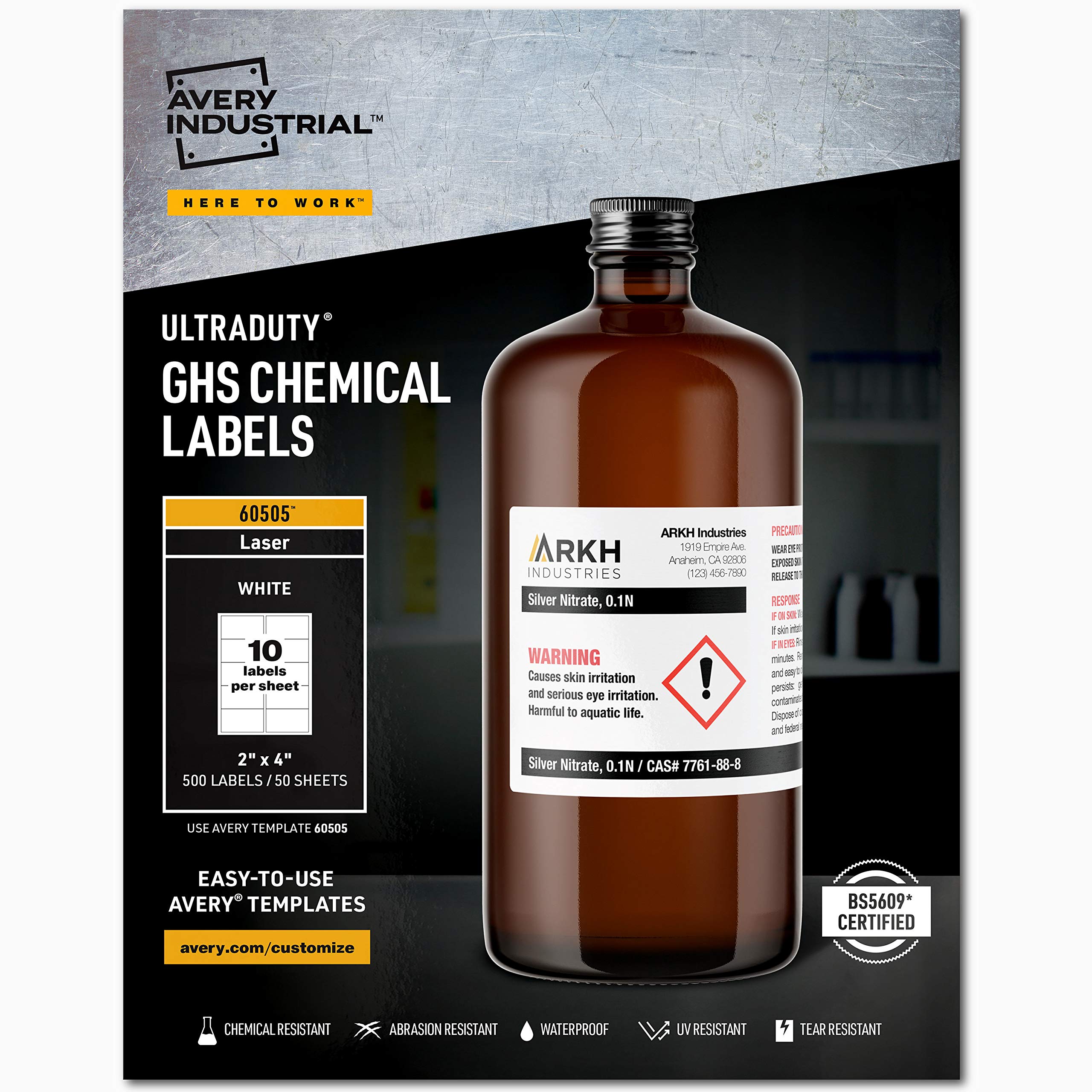 Avery UltraDuty GHS-Chemikalienetiketten für Laserdruck...