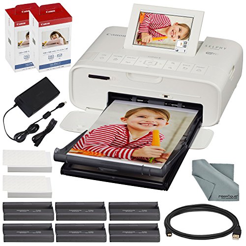 Canon SELPHY CP1300 Kompakt-Fotodrucker (weiß) mit WLAN und Zubehörpaket mit 2-fachem Farbtinten- und Papierset