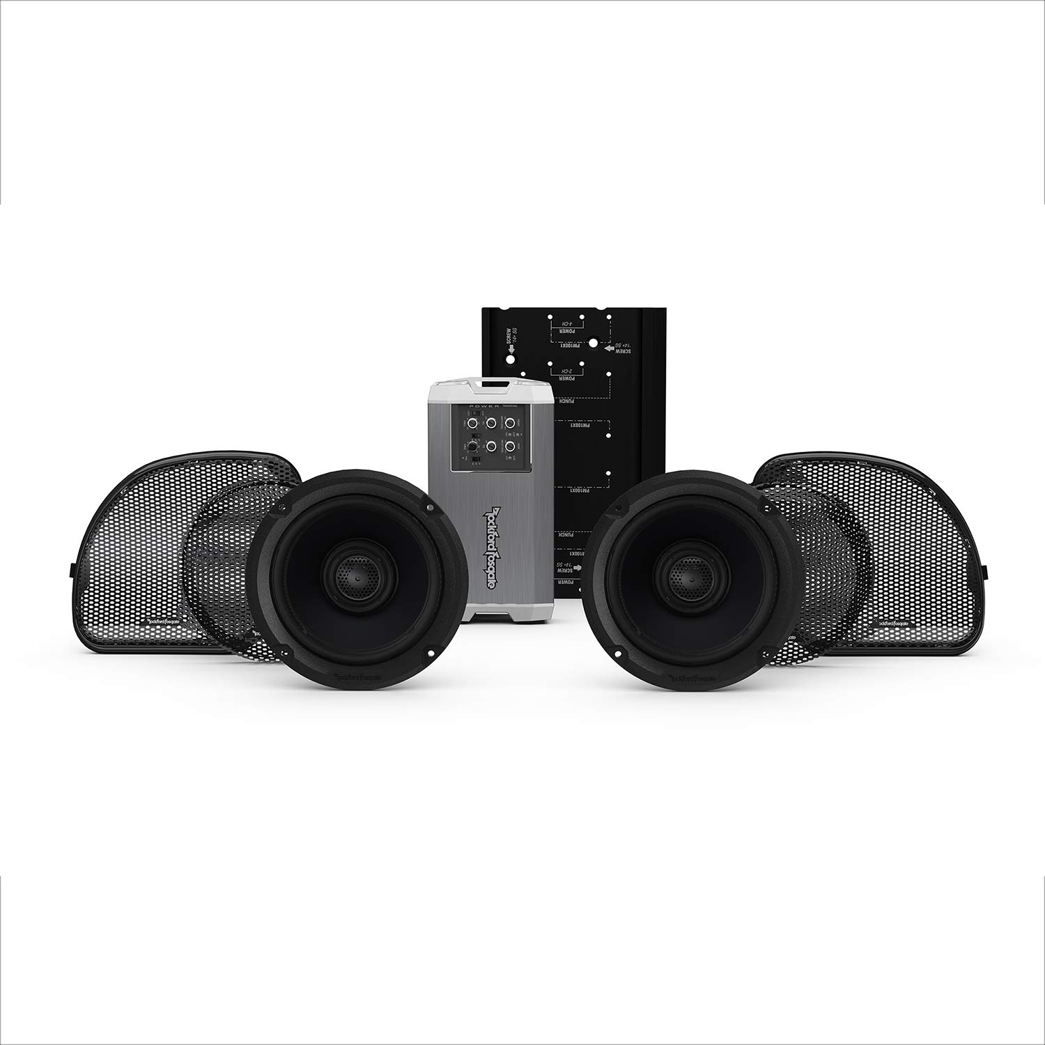 Rockford Fosgate HD14RGSG-STAGE2 Two Speakers & Amplifier Kit for 2014+ Harley-Davidson Road Glide & Street Glide, Black