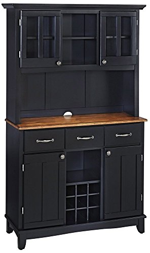 Home Styles Lexington großes Cottage-Buffet mit Eichenholzplatte in Schwarz und Hutch