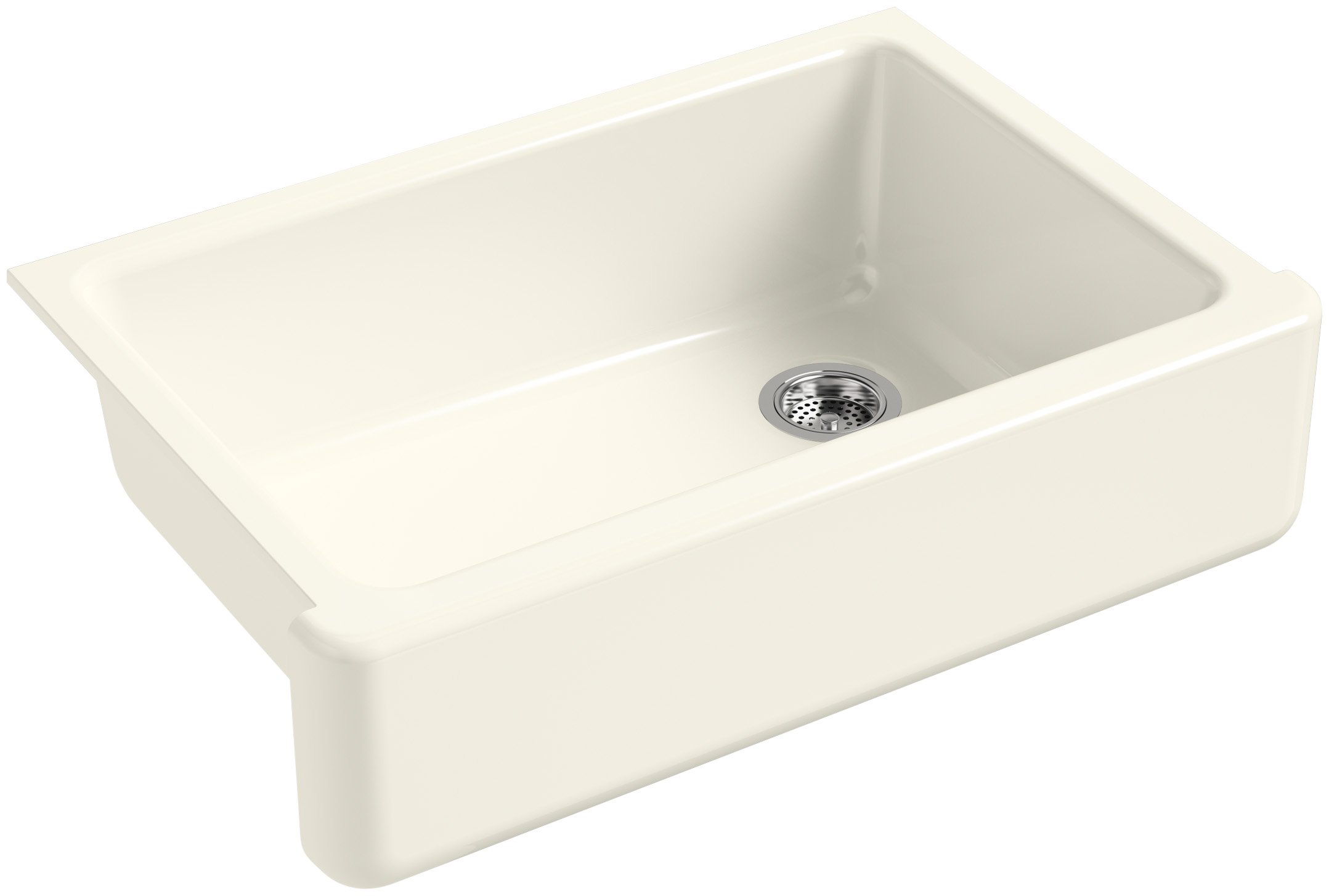 KOHLER K-5827-96 Whitehaven Farmhouse Self-Trimming Undermount Single-Bowl Sink with Tall Apron, Biscuit