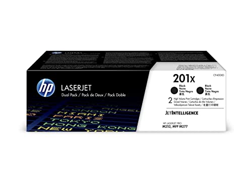 HP Original 201X schwarze Tonerkartuschen mit hoher Reichweite (2er-Pack) | Funktioniert mit den Serien Color LaserJet Pro M252 und Color LaserJet Pro MFP M277 | CF400XD