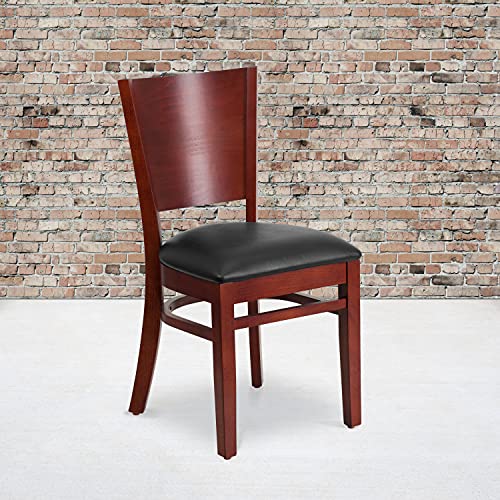 Flash Furniture Restaurantstuhl aus Mahagoniholz der Lacey-Serie mit massiver Rückenlehne – Sitz aus Vinyl