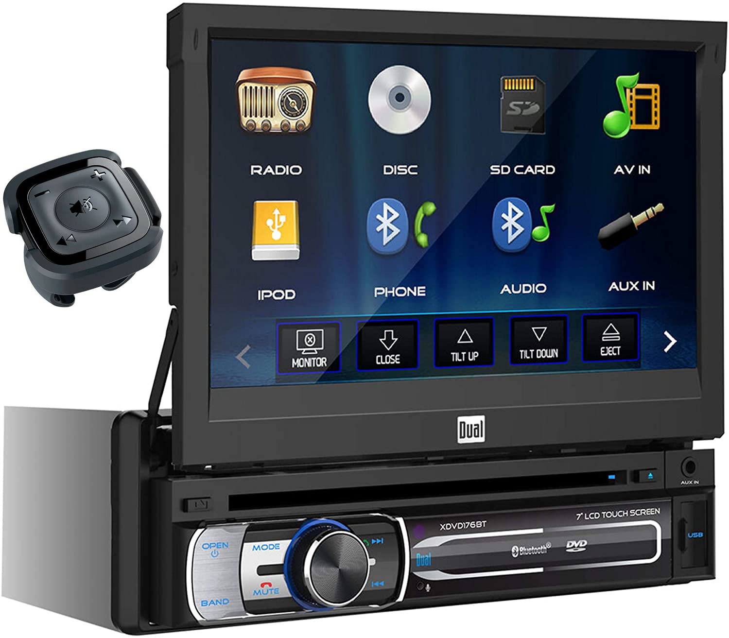Dual Electronics XDVD176BT 7-Zoll-Single-DIN-In-Dash-DVD/CD-Receiver mit Bluetooth