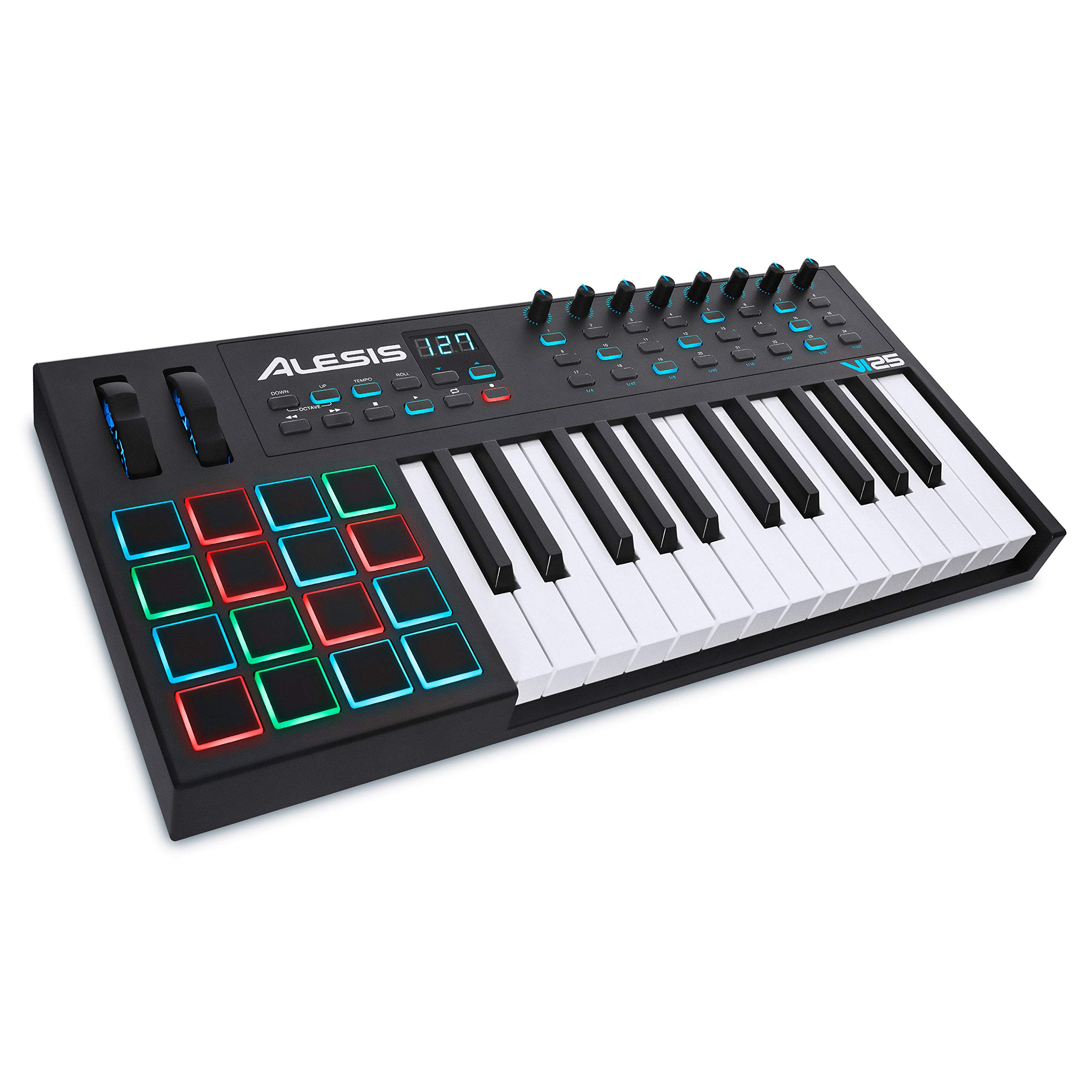 Alesis VI25 | 25-Tasten-USB-MIDI-Keyboard-Controller mit 16 Pads