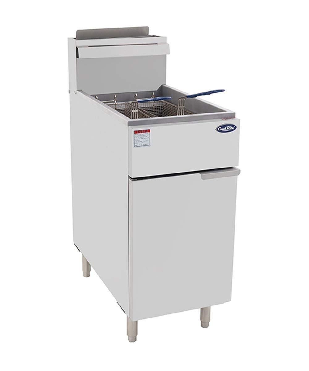 Cook Rite CookRite ATFS-40 Commercial Deep Fryer with Baskets 3 Tube Stainless Steel Natural Gas Floor Fryers-102000 BTU