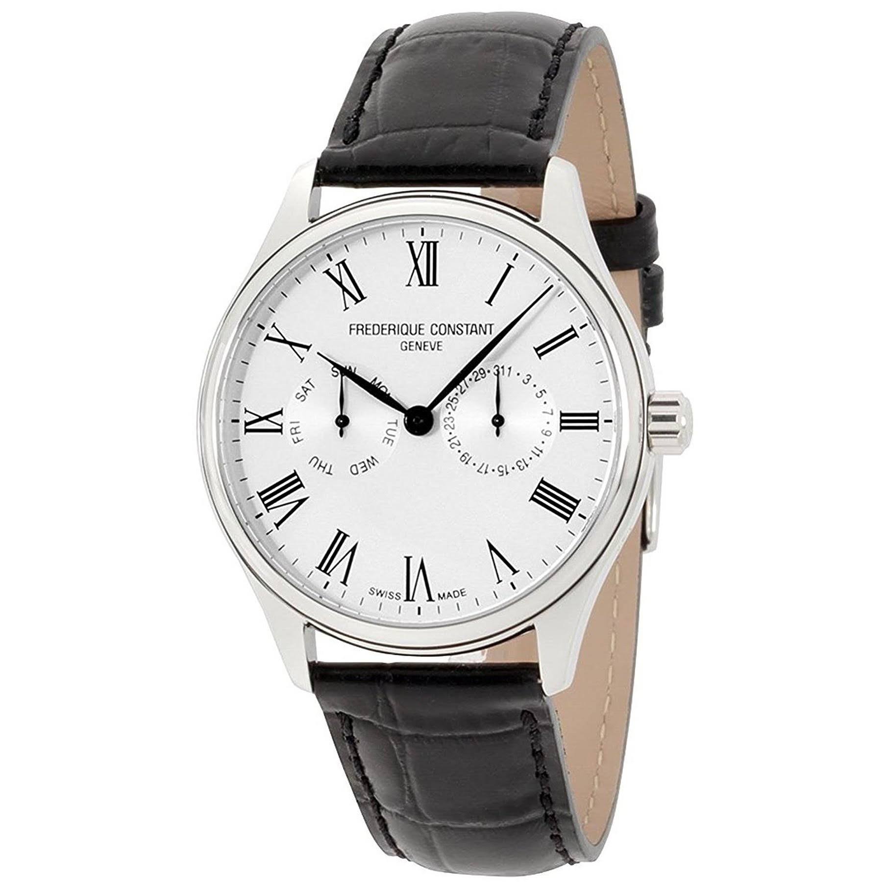 Frederique Constant Herren Classic Silber Zifferblatt Lederarmband Uhr FC259WR5B6