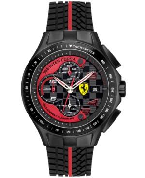 Ferrari Herren 0830077 Race Day Chronograph Schwarze Kautschukarmbanduhr