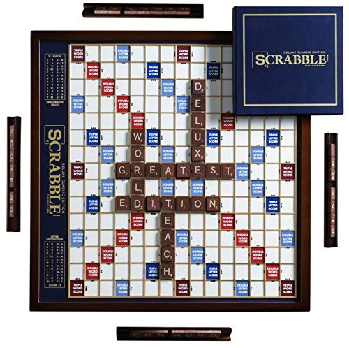 WS Game Company Scrabble Deluxe Edition mit rotierendem Holzspielbrett
