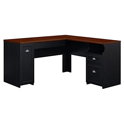 Bush Furniture Fairview L-förmiger Schreibtisch in Antikschwarz