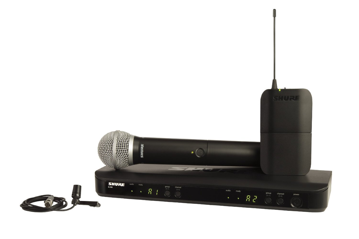 Shure BLX1288/CVL Zweikanal-Funkmikrofonsystem mit PG58-Handheld und CVL-Lavaliermikrofonen