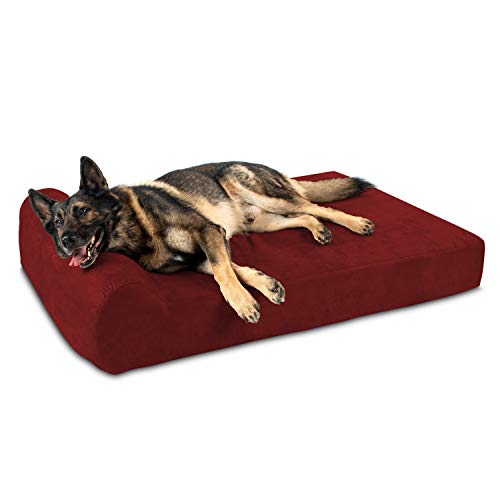 Big Barker 7' orthopädisches Hundebett mit Kissenoberseite – XL-Größe – 52 x 36 x 7 – Burgunderrot – für Hunde großer und extra großer Rassen (Kopfstützen-Edition)