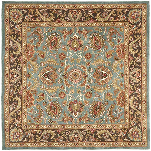 Safavieh Heritage Collection HG812B Handgefertigter quadratischer Teppich aus traditioneller orientalischer Wolle in Blau und Braun (6 Fuß quadratisch)