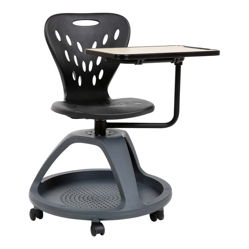 Flash Furniture Mobiler Schreibtischstuhl mit 360-Grad-Drehung des Tablets und Ablagefach unter dem Sitz