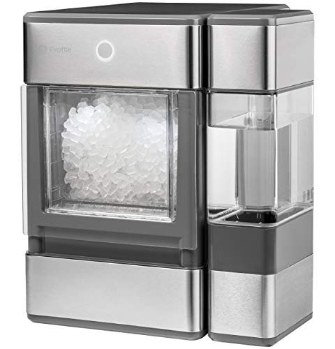 GE Profil Opal | Nugt-Eisbereiter für die Arbeitsplatte | Tragbare Eismaschine mit Bluetooth-Konnektivität | Smart-Home-Küchen-Essentials | Edelstahl-Finish