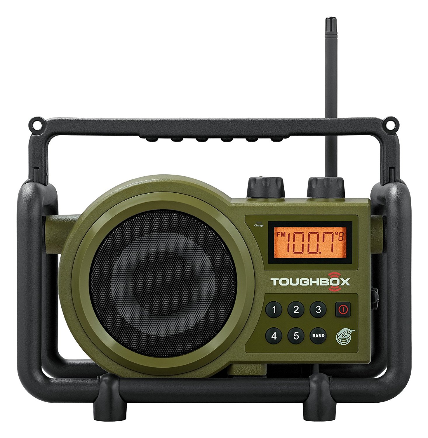 Sangean America, Inc. Sangean TB-100 (Toughbox) AM / FM / AUX-In Ultra Robustes wiederaufladbares Digital-Tuning-Radio (grün)