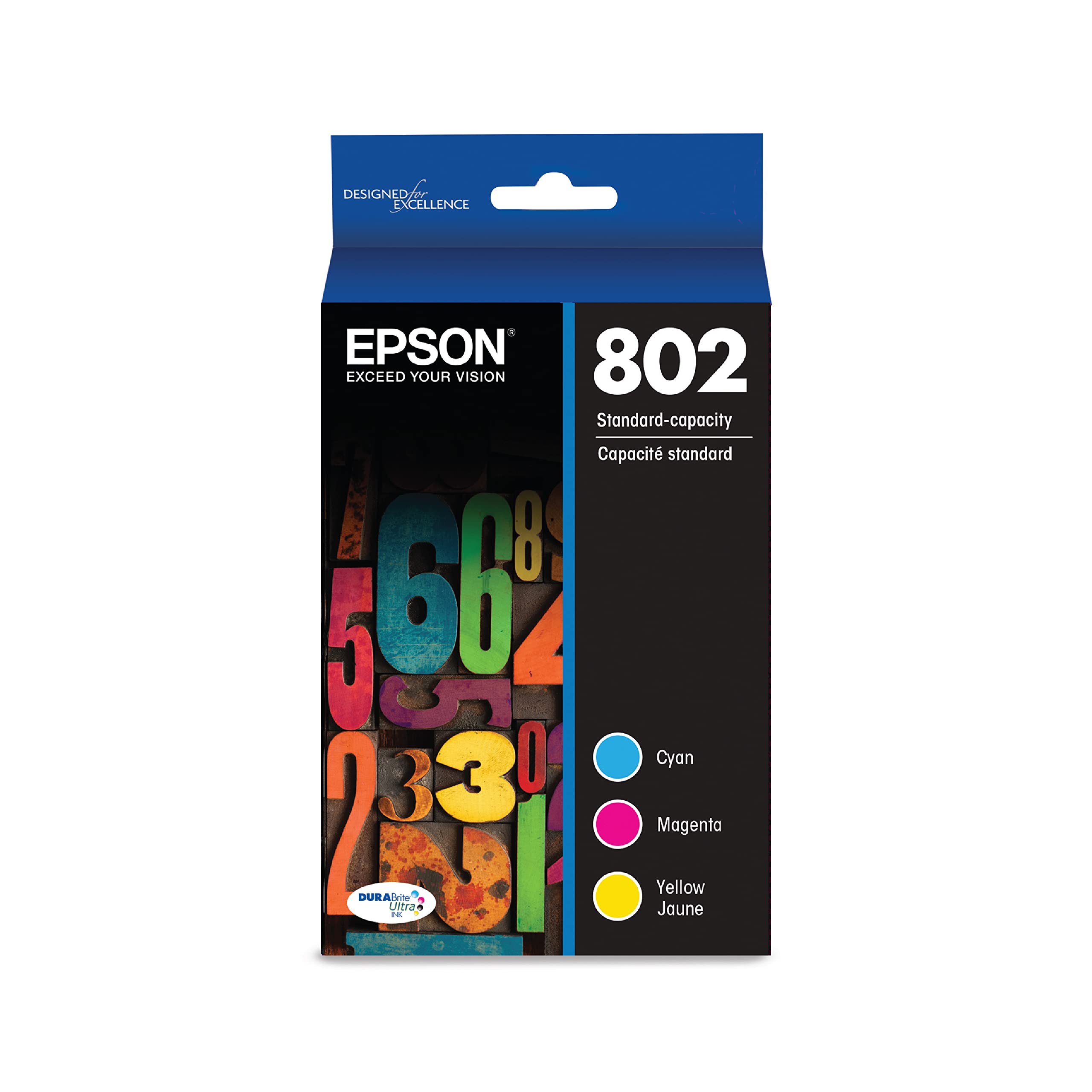 Epson T802 DURABrite Ultra-Tinten-Farbkombipaket mit Standardkapazität (T802520-S) für ausgewählte WorkForce Pro-Drucker