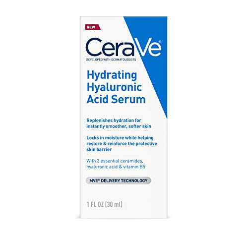 CeraVe Hyaluronsäure-Serum für das Gesicht mit Vitamin B5 und Ceramiden | Feuchtigkeitsspendendes Gesichtsserum für trockene Haut | Frei von Duftstoffen | 1 Unze