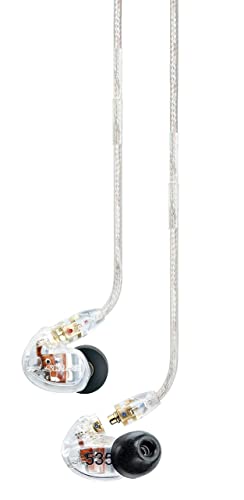 Shure Schallisolierender Dreifach-Treiber-Ohrhörer mit abnehmbarem Kabel – transparent (SE535-CL). Dreifach-Flanschhüllen für kompatible Kopfhörer