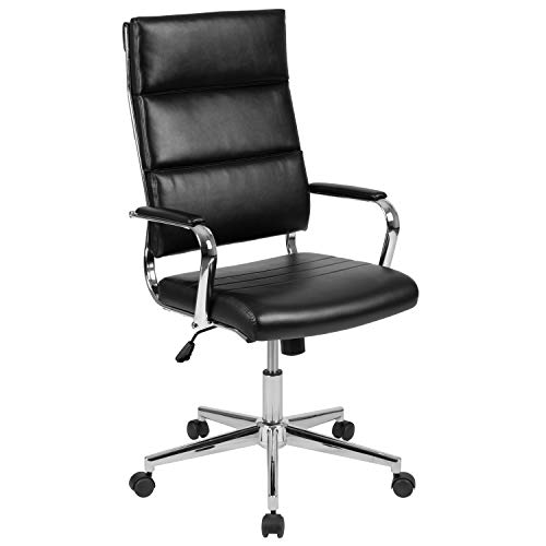 Flash Furniture Schwarzer LeatherSoft Contemporary Panel Executive-Drehstuhl mit hoher Rückenlehne
