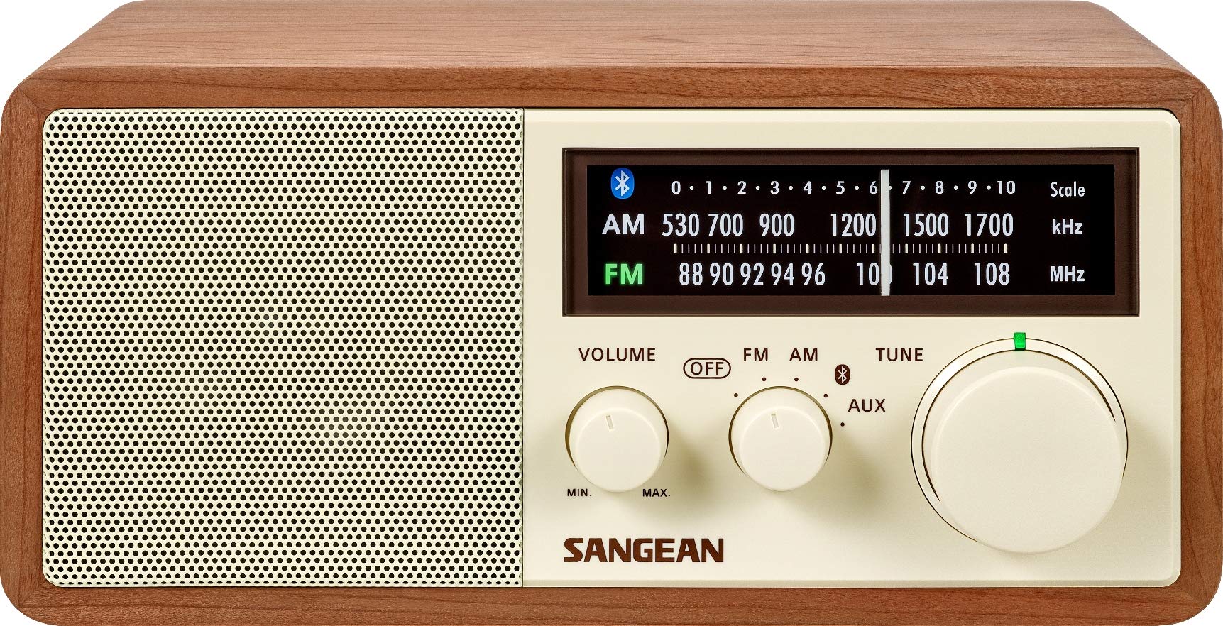 Sangean AM/FM/Bluetooth-Holzgehäuseradio mit USB-Telefonaufladung