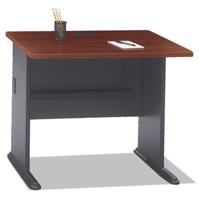Bush Furniture Modularer 36' W-Schreibtisch Hansen mit Tischplatte aus Kirschholz/Galaxy-Untergestell