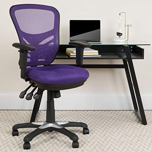 Flash Furniture Mid-Back Purple Mesh Multifunktions-Drehstuhl Ergonomischer Bürostuhl mit verstellbaren Armen