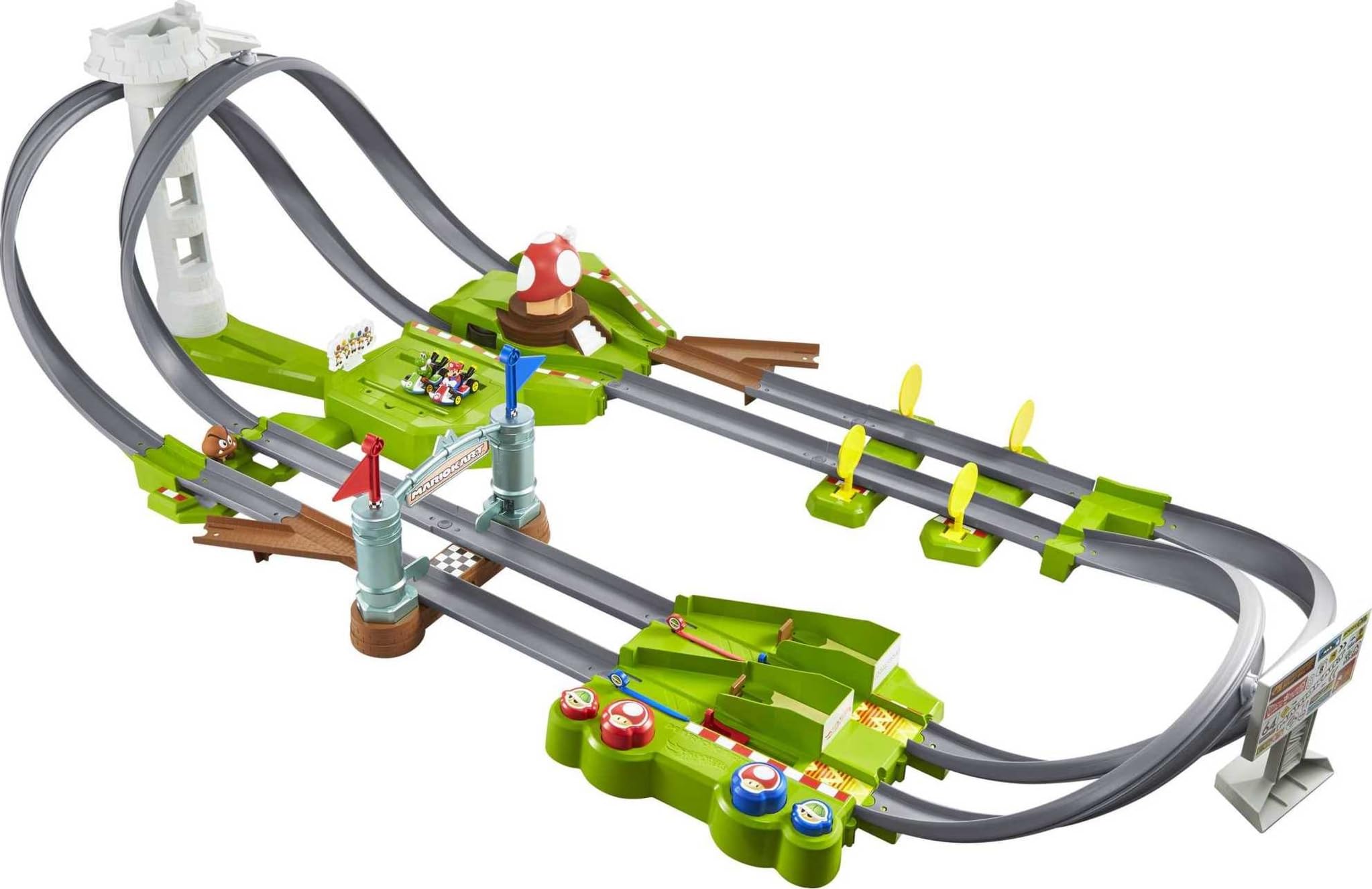 Hot Wheels Mario Kart Circuit Track Set mit Druckguss-Kart-Nachbildung im Maßstab 1:64 ab 5 Jahren